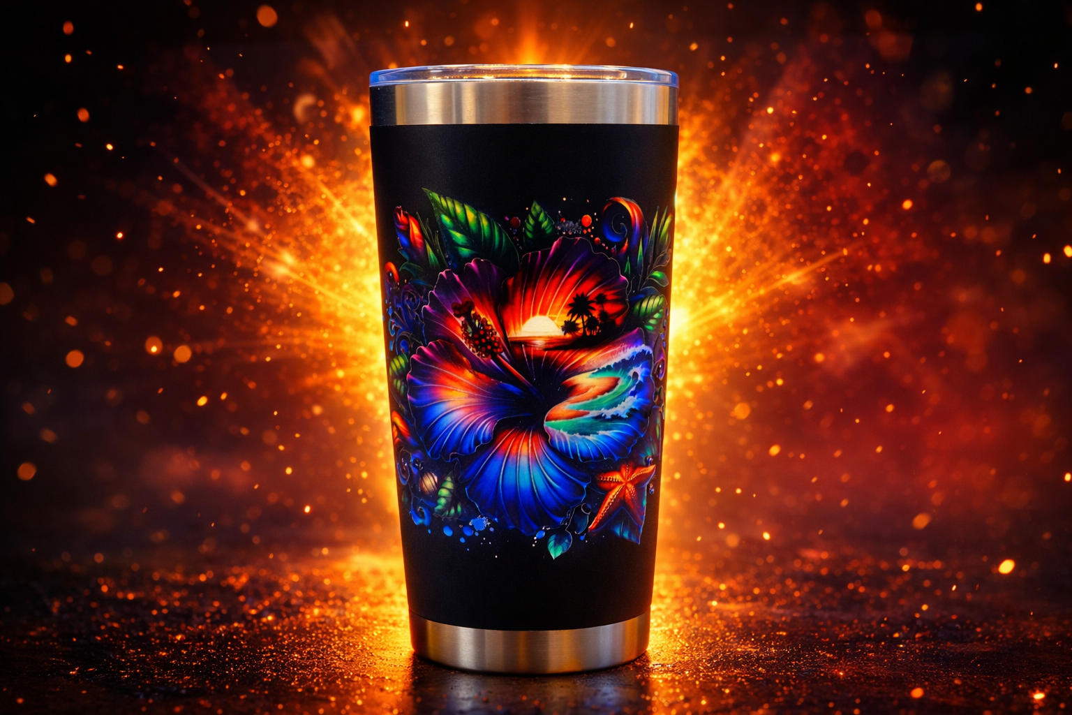 Meug thermos fleur tropicale